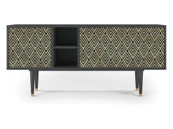 Móvel De Tv* Mueble de TV - 150х69х41 cm - T5 - Egypt Triangles, Antracite Cinza antracite