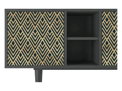 Móvel De Tv* Mueble de TV - 150х69х41 cm - T5 - Egypt Triangles, Antracite Cinza antracite