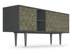 Móvel De Tv* Mueble de TV - 150х69х41 cm - T5 - Egypt Triangles, Antracite Cinza antracite