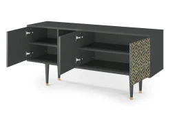 Móvel De Tv* Mueble de TV - 150х69х41 cm - T5 - Egypt Triangles, Antracite Cinza antracite