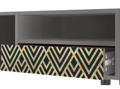 Móvel De Tv* Mueble de TV - 115х59х48 cm - T3 - Egypt Triangles, Cinza Cinzento