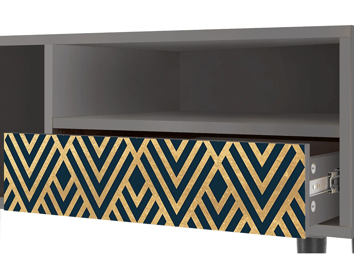 Móvel De Tv* Mueble de TV - 115х59х48 cm - T3 - Egypt Triangles, Cinza Cinzento