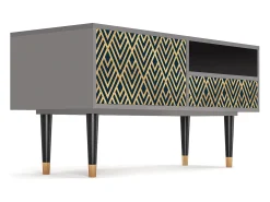 Móvel De Tv* Mueble de TV - 115х59х48 cm - T3 - Egypt Triangles, Cinza Cinzento