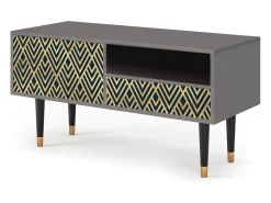 Móvel De Tv* Mueble de TV - 115х59х48 cm - T3 - Egypt Triangles, Cinza Cinzento