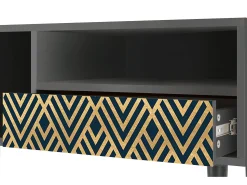 Móvel De Tv* Mueble de TV - 115х59х48 cm - T3 - Egypt Triangles, Antracite Cinza antracite