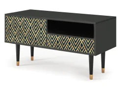 Móvel De Tv* Mueble de TV - 115х59х48 cm - T3 - Egypt Triangles, Antracite Cinza antracite