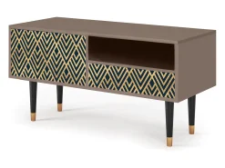 Móvel De Tv| Mueble de TV - 115х59х48 cm - T3 - Egypt Triangles, Latte Bege