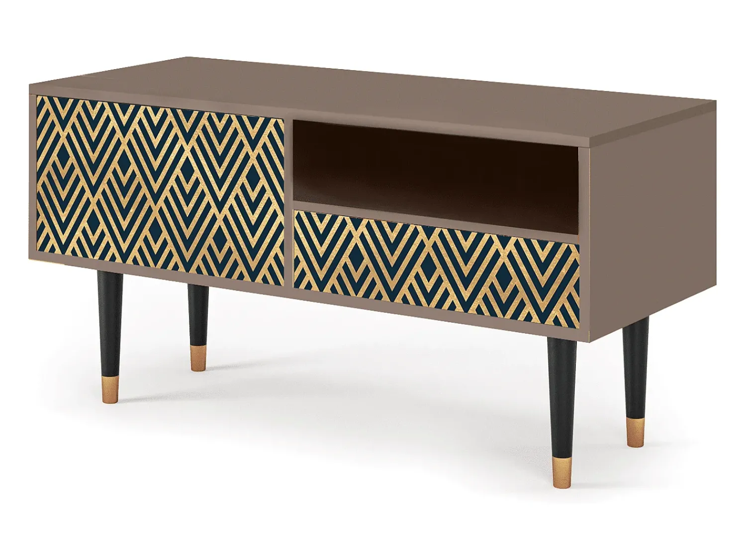Móvel De Tv| Mueble de TV - 115х59х48 cm - T3 - Egypt Triangles, Latte Bege