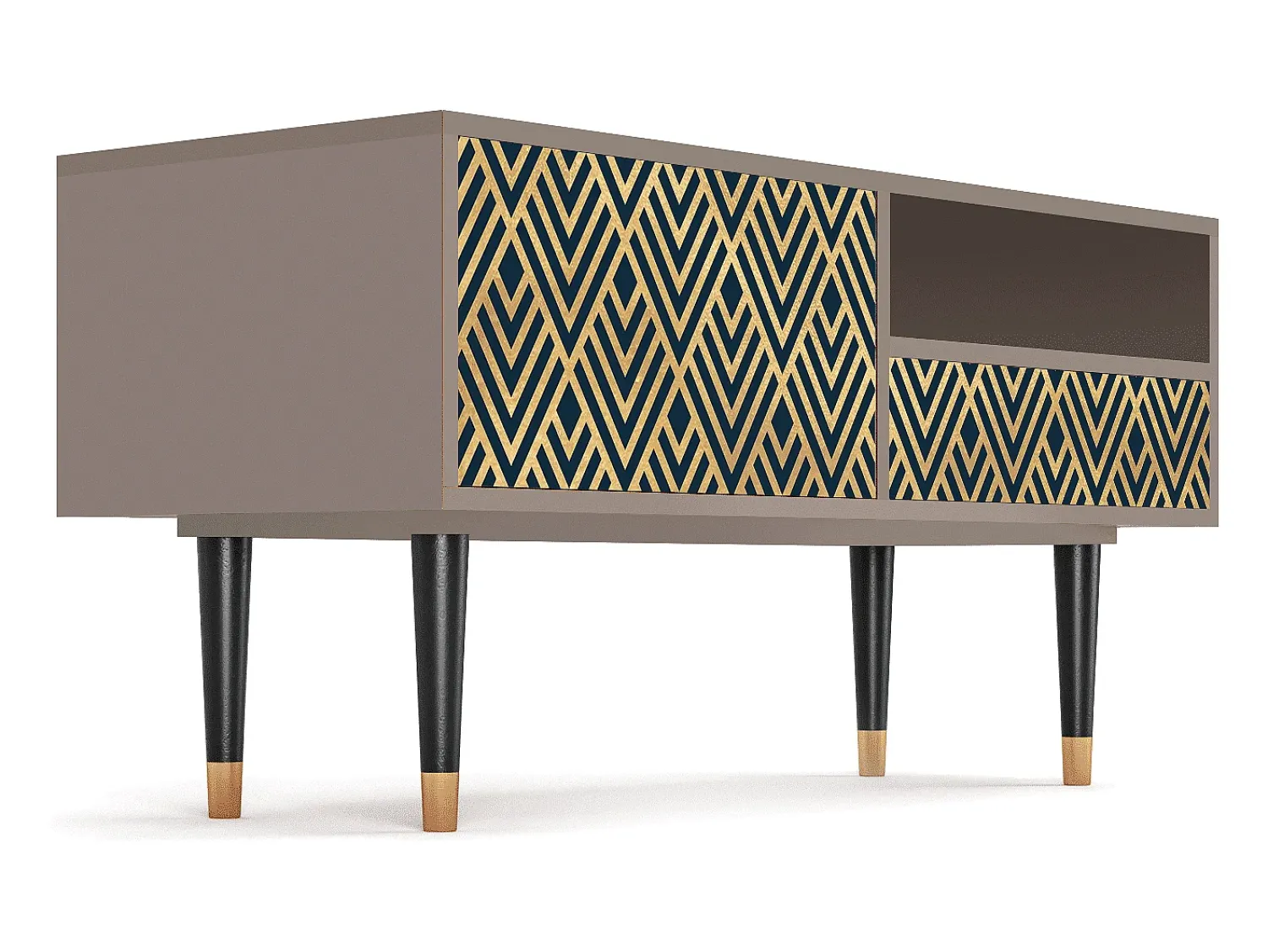 Móvel De Tv| Mueble de TV - 115х59х48 cm - T3 - Egypt Triangles, Latte Bege