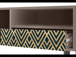 Móvel De Tv| Mueble de TV - 115х59х48 cm - T3 - Egypt Triangles, Latte Bege