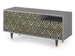 Móvel De Tv* Mueble de TV - 125х56х41 cm - T7 - Egypt Triangles, Cinza Cinzento