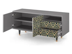 Móvel De Tv* Mueble de TV - 125х56х41 cm - T7 - Egypt Triangles, Cinza Cinzento