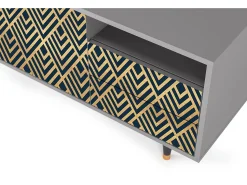 Móvel De Tv* Mueble de TV - 125х56х41 cm - T7 - Egypt Triangles, Cinza Cinzento