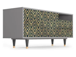 Móvel De Tv* Mueble de TV - 125х56х41 cm - T7 - Egypt Triangles, Cinza Cinzento