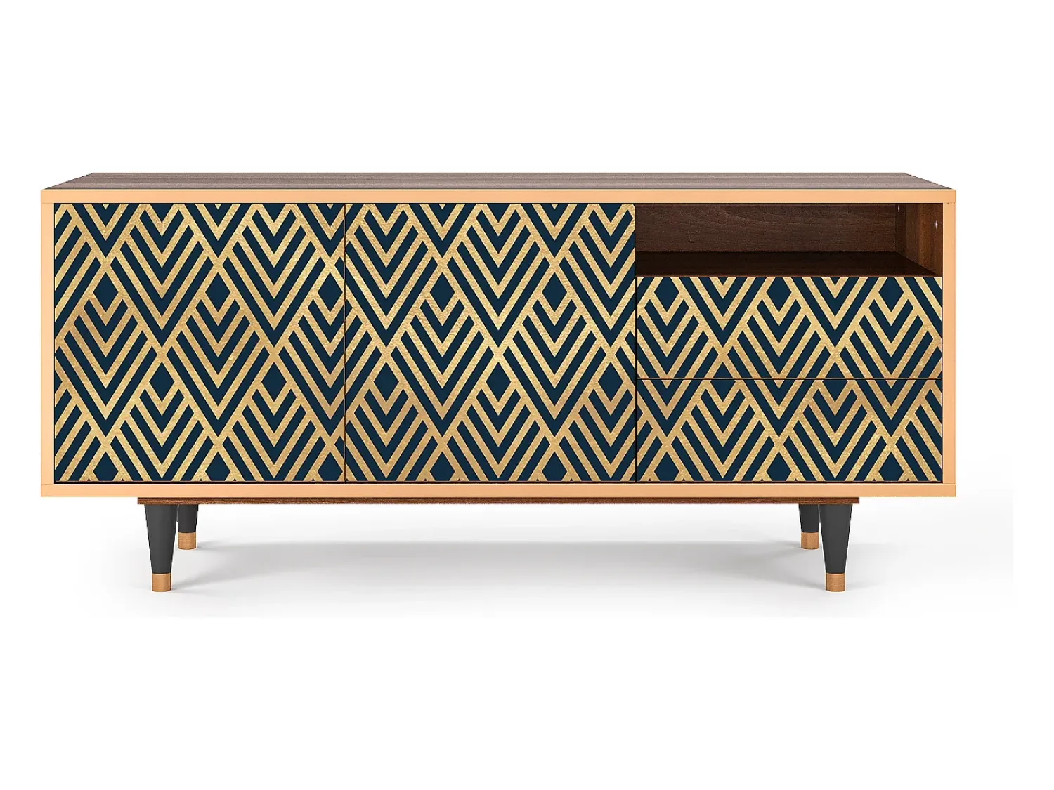 Discount Mueble de TV - 125х56х41 cm - T7 - Egypt Triangles, Nogueira Castanho