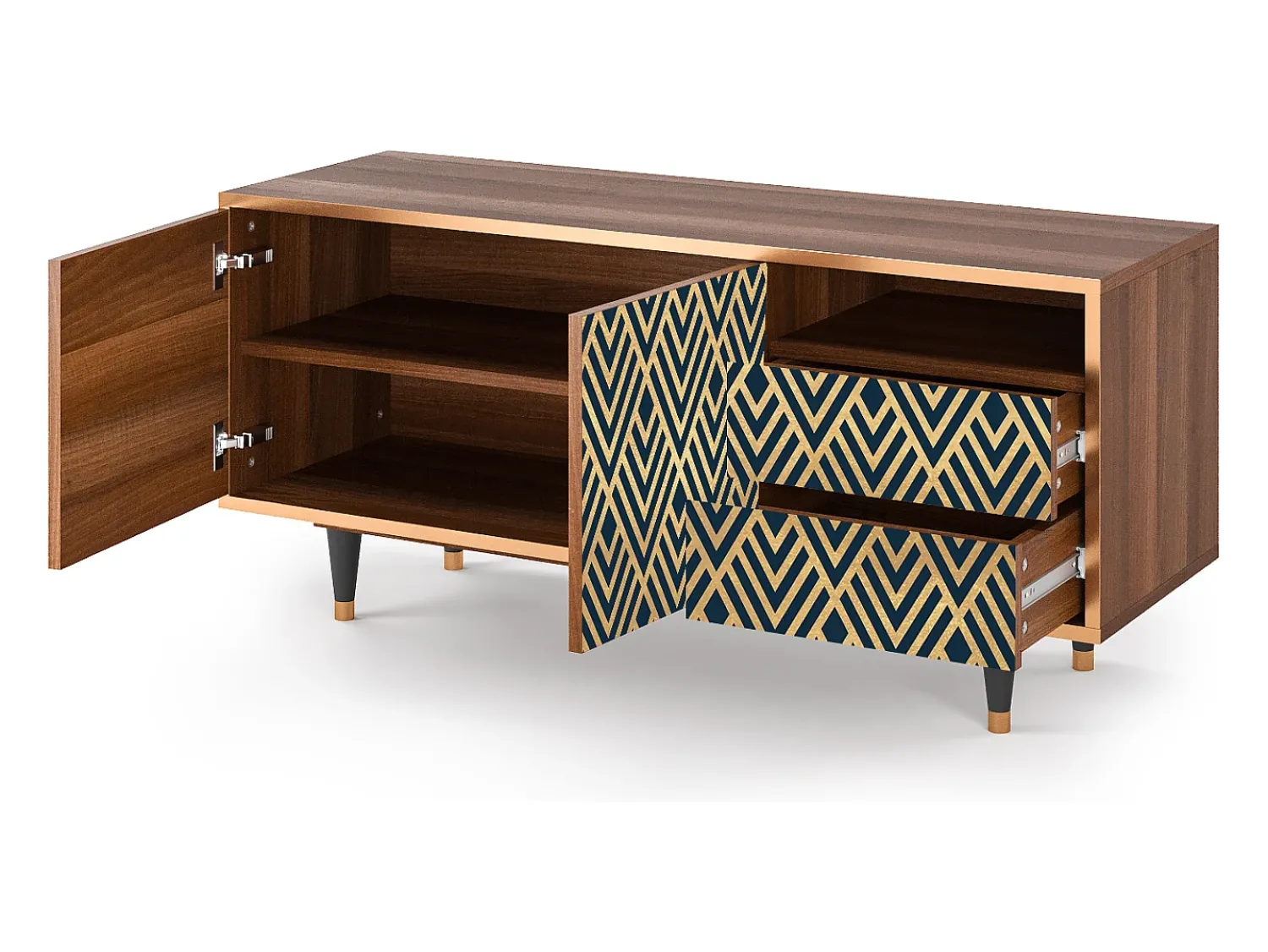 Discount Mueble de TV - 125х56х41 cm - T7 - Egypt Triangles, Nogueira Castanho