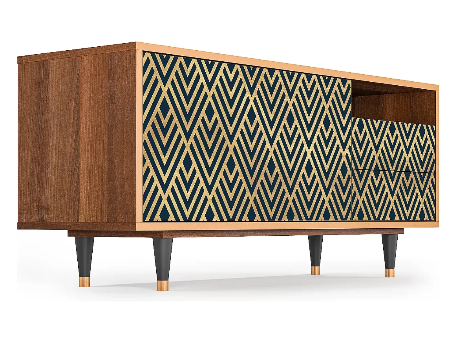 Discount Mueble de TV - 125х56х41 cm - T7 - Egypt Triangles, Nogueira Castanho