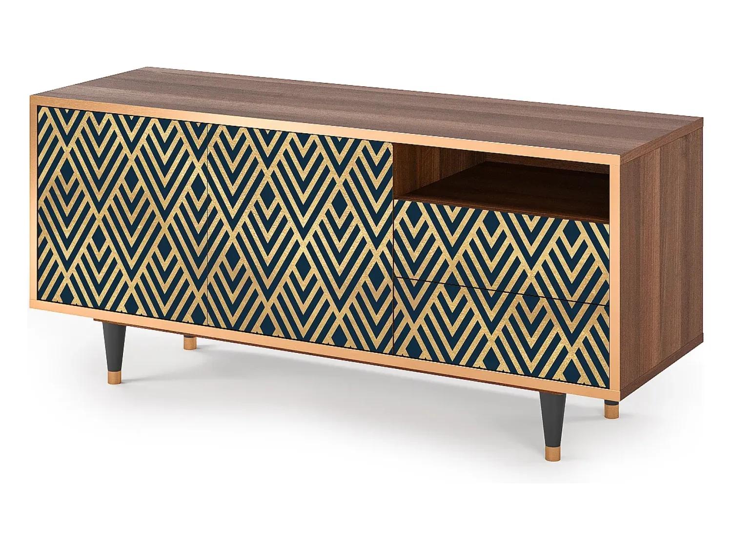 Discount Mueble de TV - 125х56х41 cm - T7 - Egypt Triangles, Nogueira Castanho