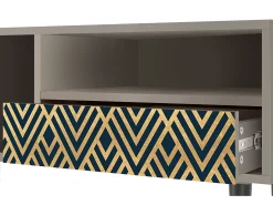 Clearance Mueble de TV - 115х59х48 cm - T3 - Egypt Triangles, Areia Bege
