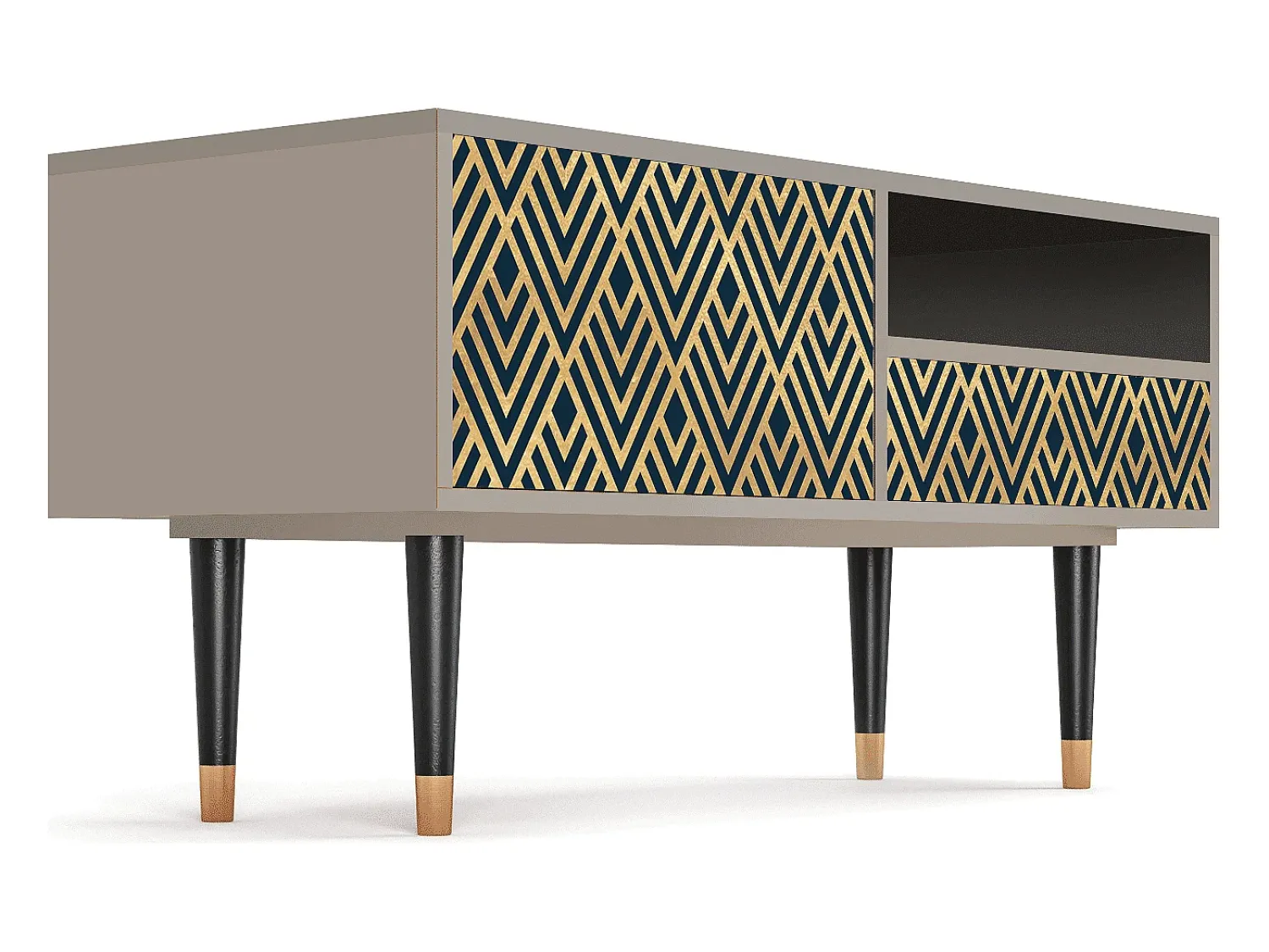 Clearance Mueble de TV - 115х59х48 cm - T3 - Egypt Triangles, Areia Bege