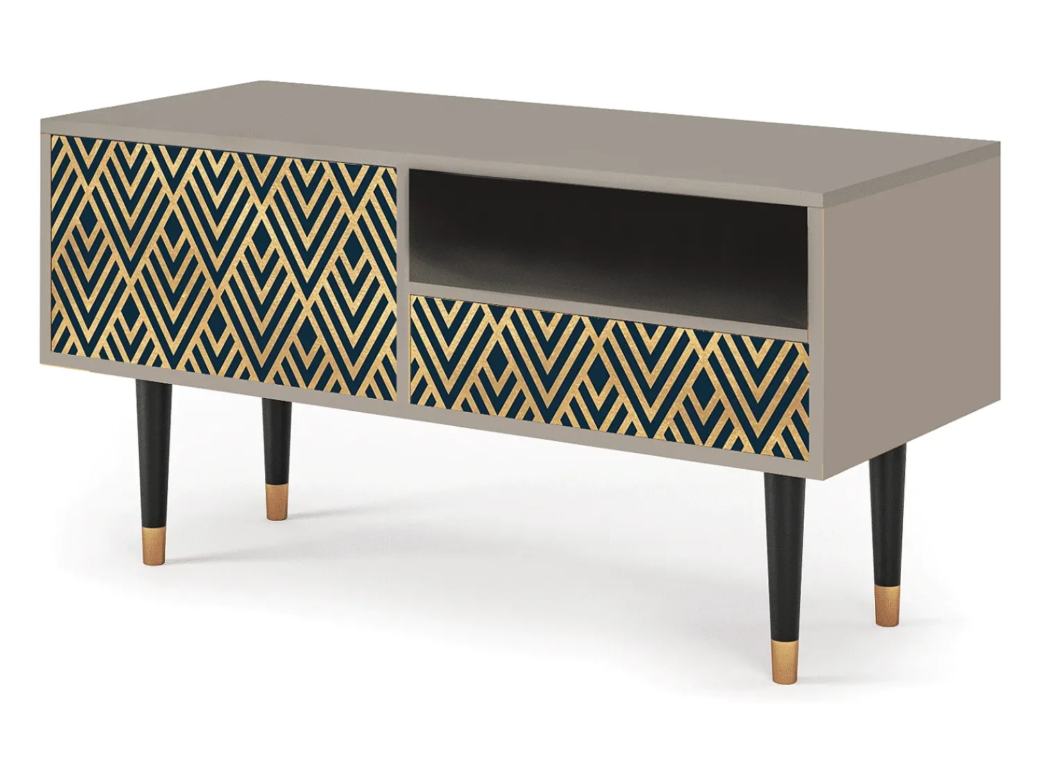 Clearance Mueble de TV - 115х59х48 cm - T3 - Egypt Triangles, Areia Bege