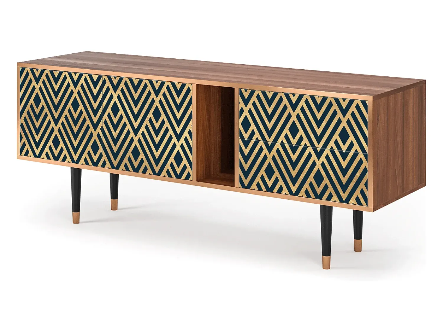 Móvel De Tv| Mueble de TV - 170х69х48 cm - T1 - Egypt Triangles, Nogueira Castanho