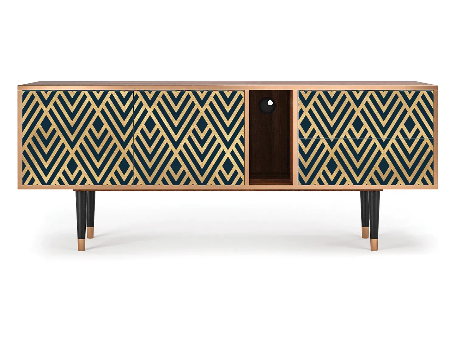 Móvel De Tv| Mueble de TV - 170х69х48 cm - T1 - Egypt Triangles, Nogueira Castanho