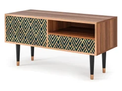 Móvel De Tv* Mueble de TV - 115х59х48 cm - T3 - Egypt Triangles, Nogueira Castanho