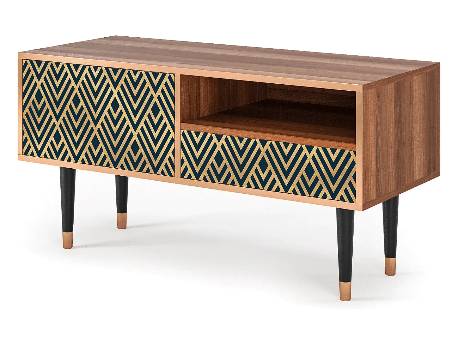 Móvel De Tv* Mueble de TV - 115х59х48 cm - T3 - Egypt Triangles, Nogueira Castanho