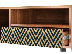 Móvel De Tv* Mueble de TV - 115х59х48 cm - T3 - Egypt Triangles, Nogueira Castanho