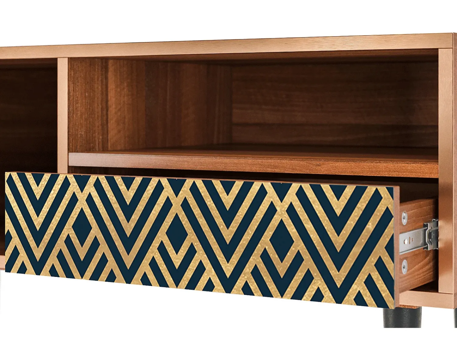 Móvel De Tv* Mueble de TV - 115х59х48 cm - T3 - Egypt Triangles, Nogueira Castanho