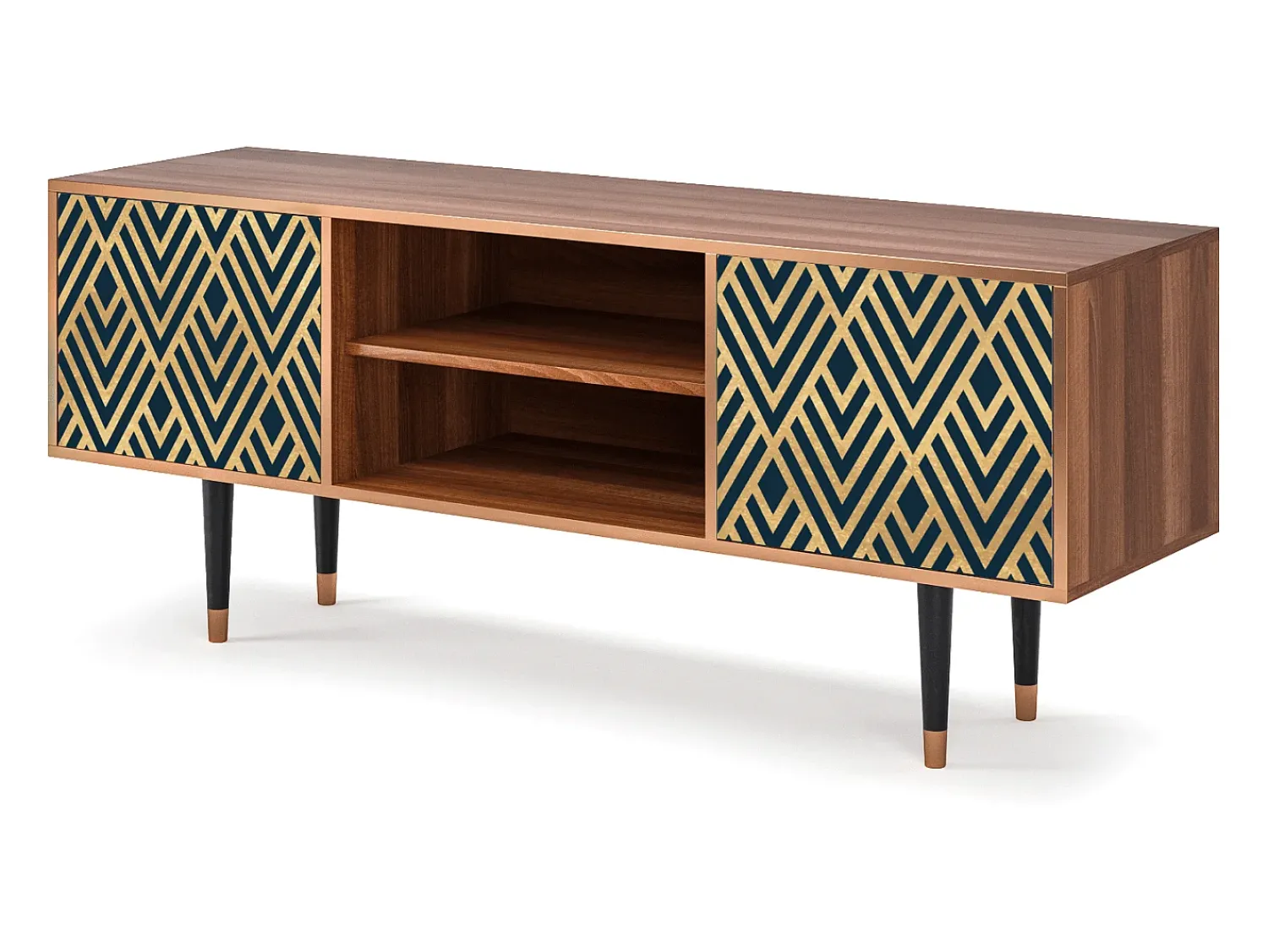 Móvel De Tv* Mueble de TV - 170х69х48 cm - T2 - Egypt Triangles, Nogueira Castanho