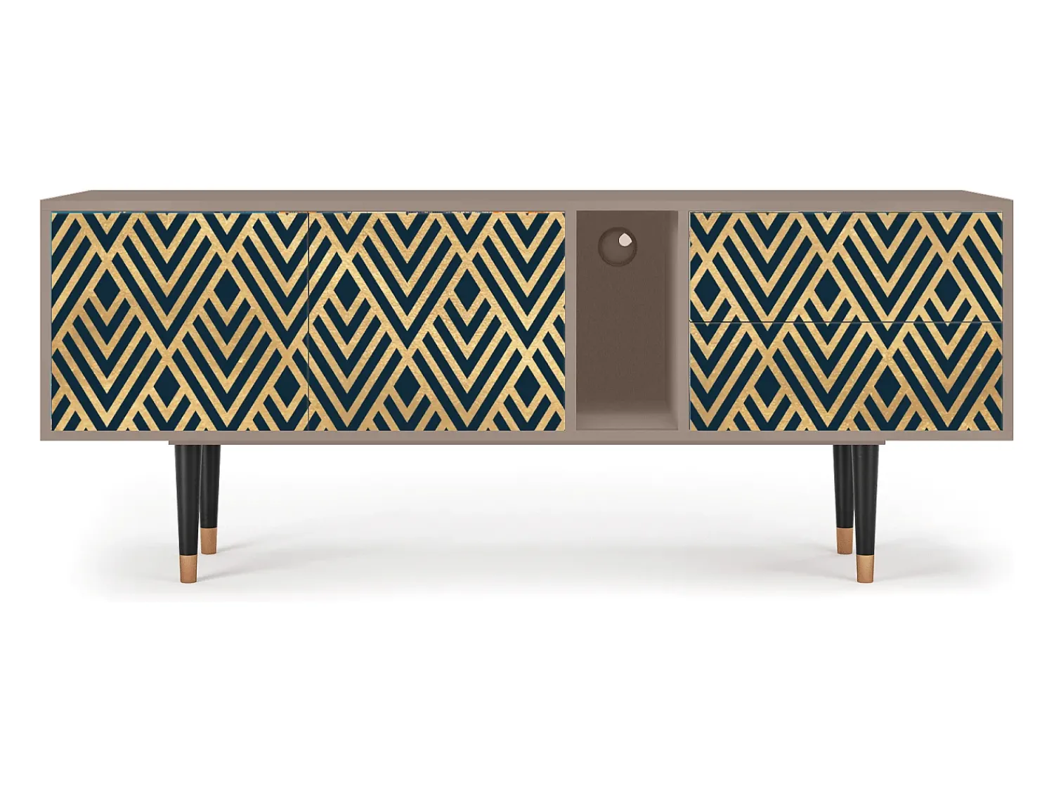 New Mueble de TV - 170х69х48 cm - T1 - Egypt Triangles, Latte Bege