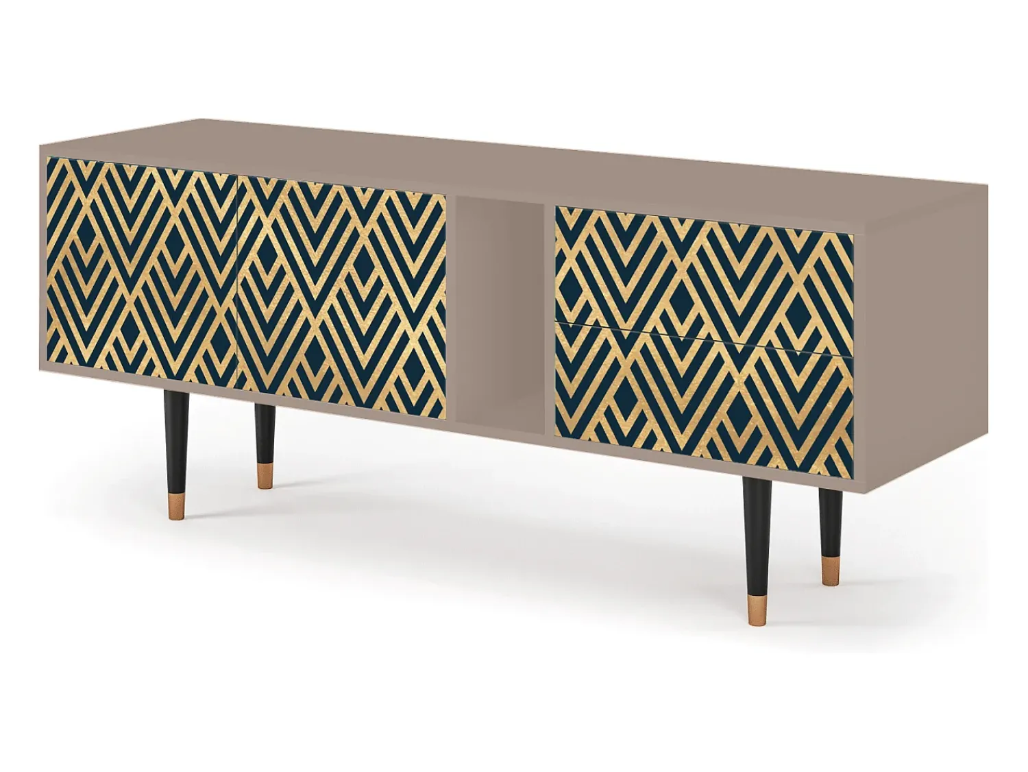 New Mueble de TV - 170х69х48 cm - T1 - Egypt Triangles, Latte Bege