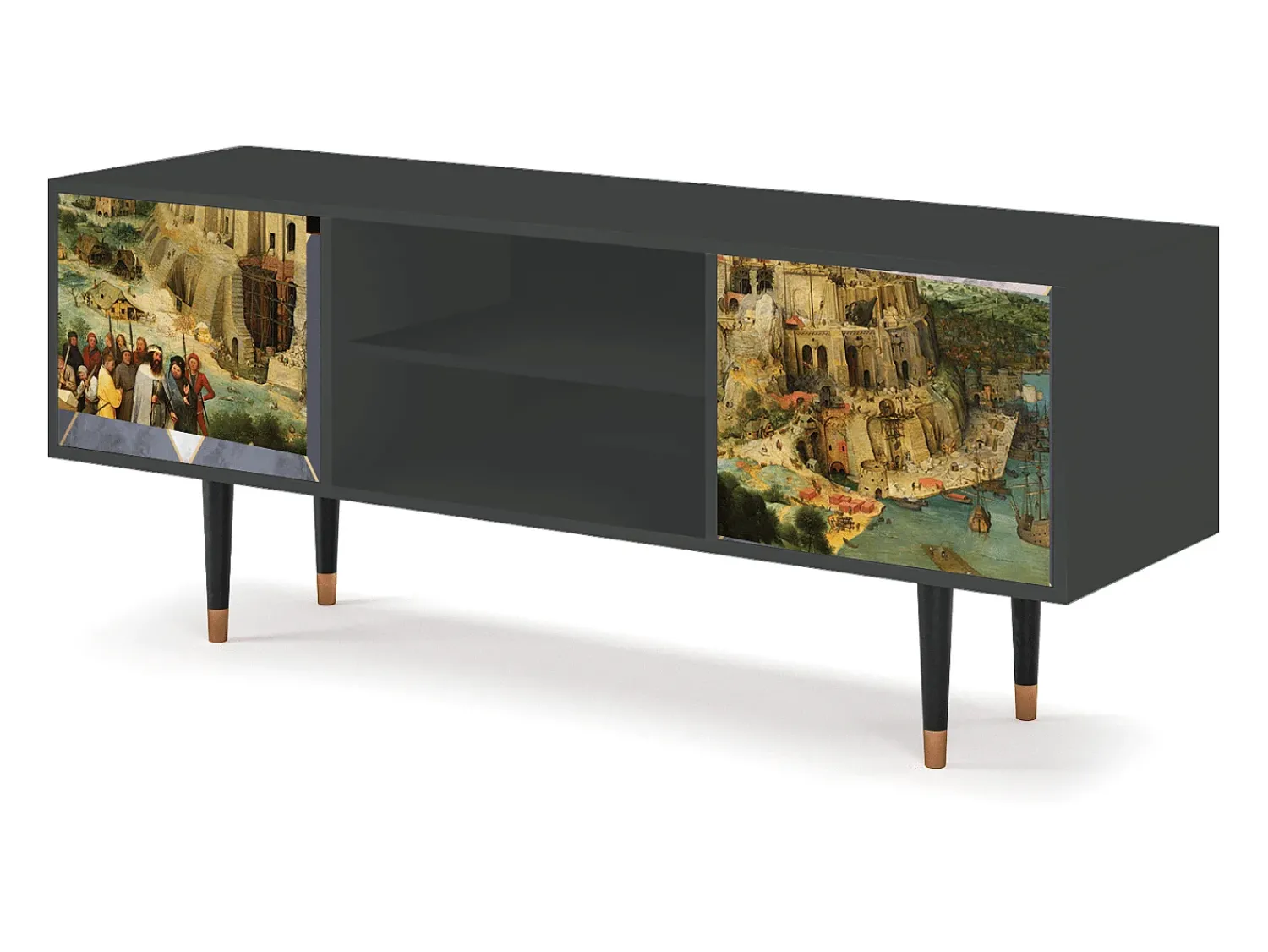 Móvel De Tv| Mueble de TV - 170х69х48 cm - T2 - Elder The Tower, Antracite Cinza antracite