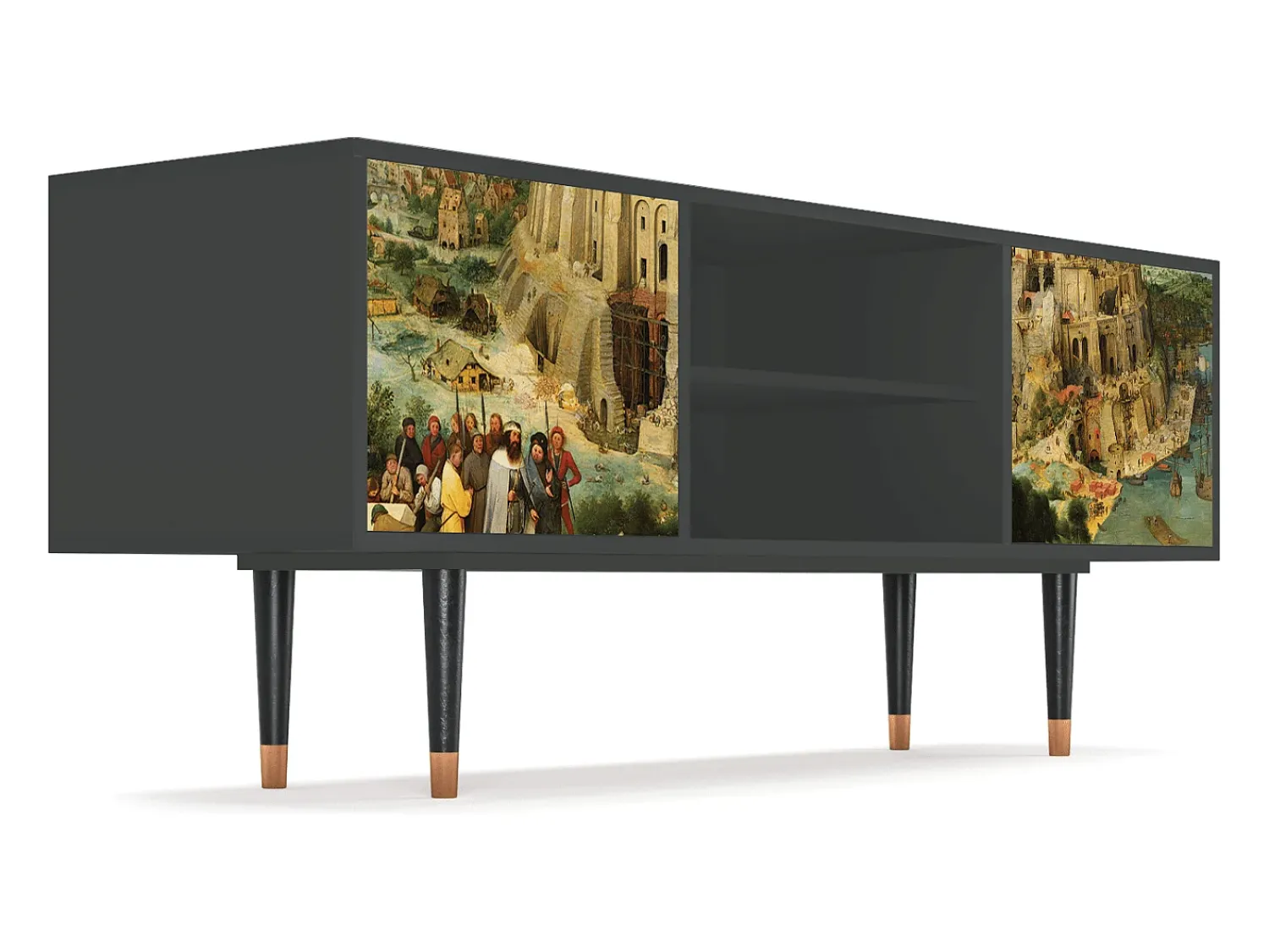Móvel De Tv| Mueble de TV - 170х69х48 cm - T2 - Elder The Tower, Antracite Cinza antracite