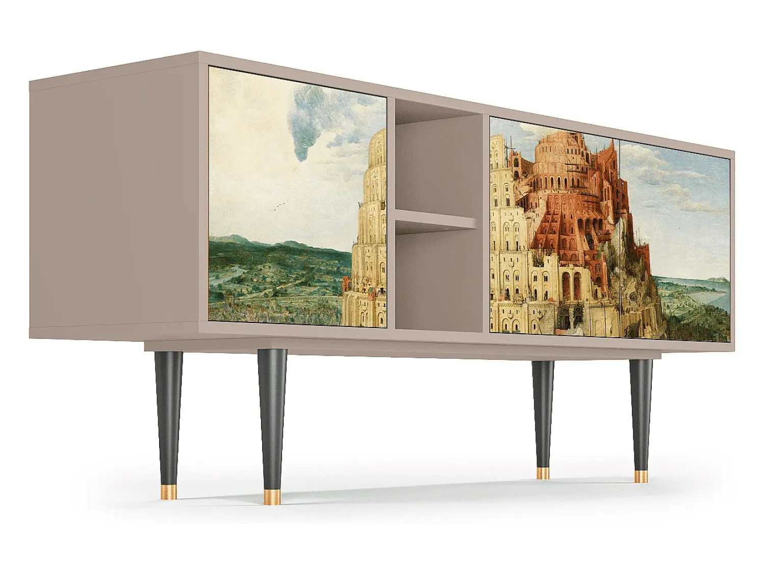 New Mueble de TV - 150х69х41 cm - T5 - Elder The Tower, Latte Bege