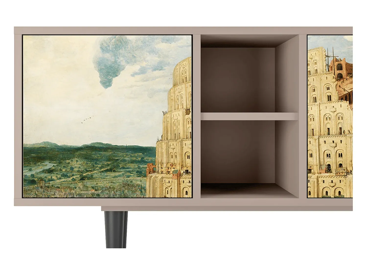 New Mueble de TV - 150х69х41 cm - T5 - Elder The Tower, Latte Bege