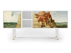 Móvel De Tv| Mueble de TV - 150х69х41 cm - T5 - Elder The Tower, Branco Bege