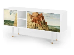 Móvel De Tv| Mueble de TV - 150х69х41 cm - T5 - Elder The Tower, Branco Bege