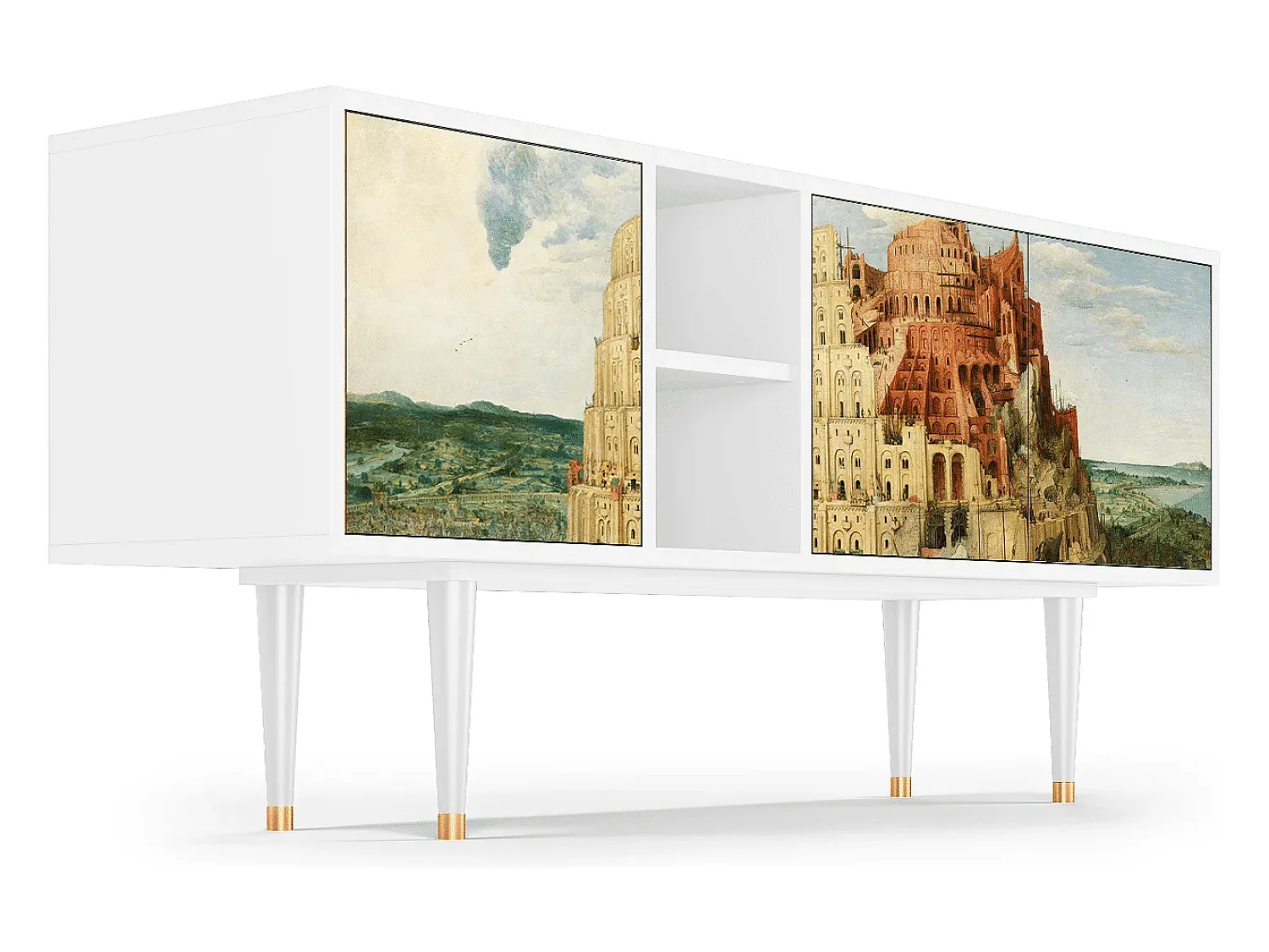 Móvel De Tv| Mueble de TV - 150х69х41 cm - T5 - Elder The Tower, Branco Bege