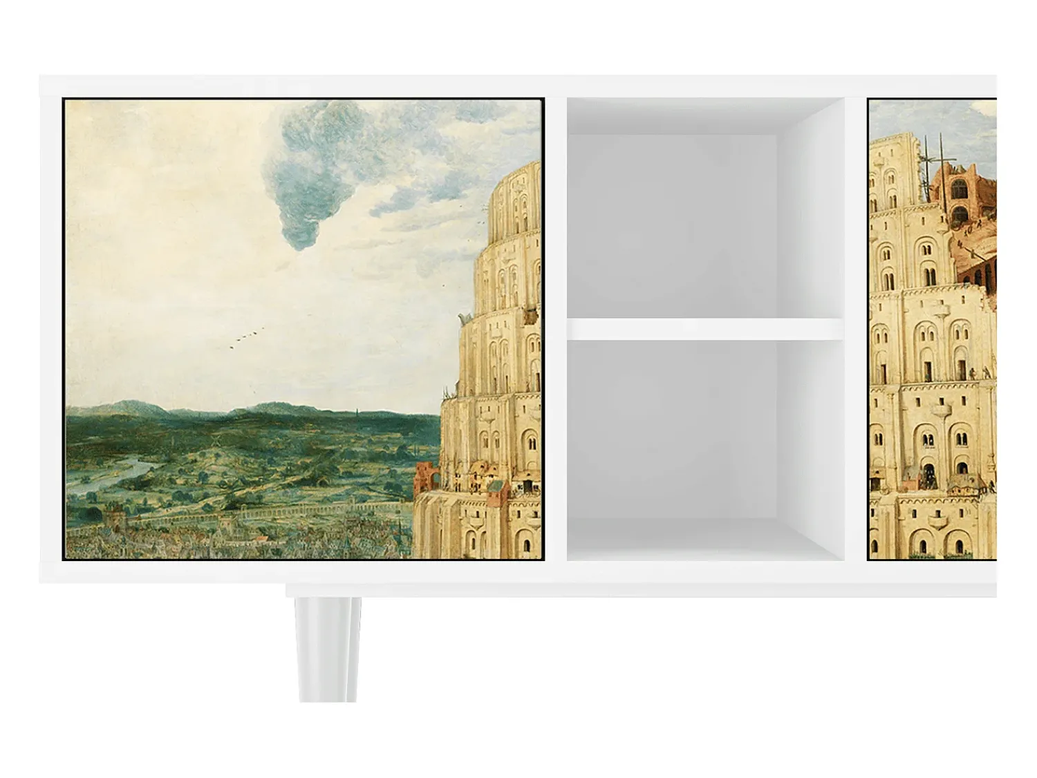 Móvel De Tv| Mueble de TV - 150х69х41 cm - T5 - Elder The Tower, Branco Bege