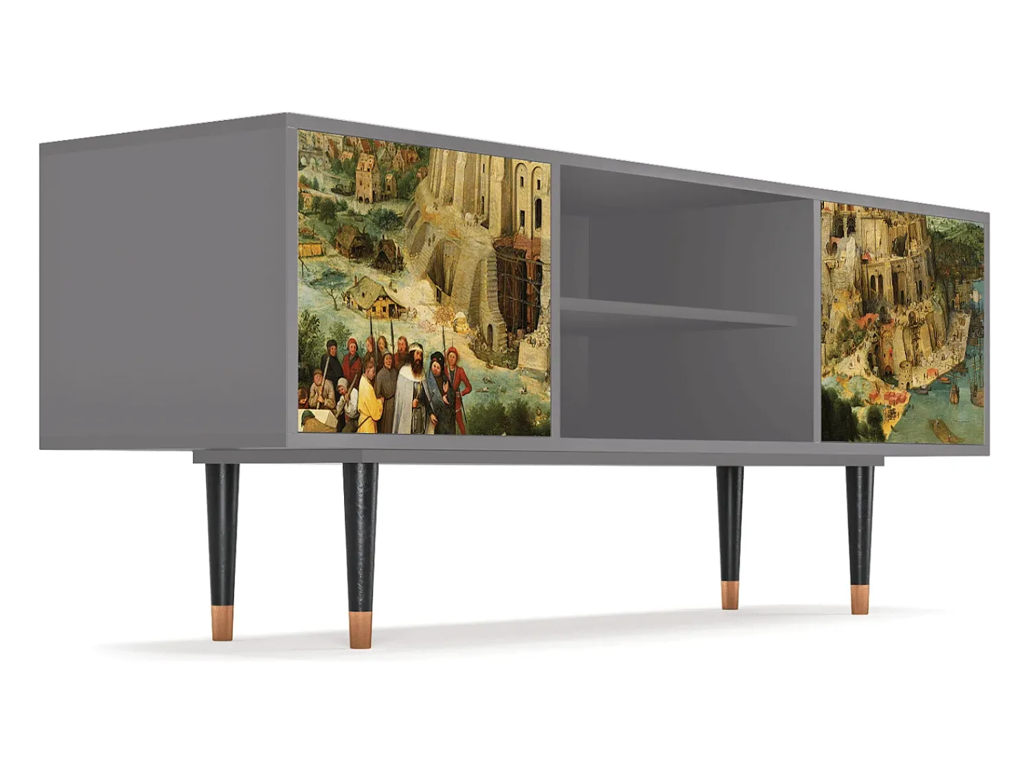 Móvel De Tv| Mueble de TV - 170х69х48 cm - T2 - Elder The Tower, Cinza Cinzento
