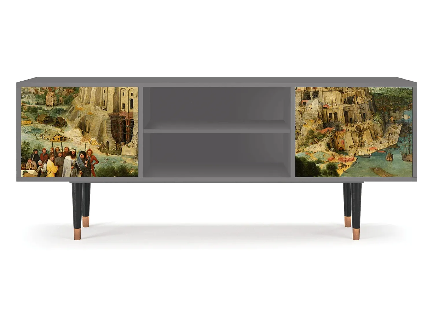 Móvel De Tv| Mueble de TV - 170х69х48 cm - T2 - Elder The Tower, Cinza Cinzento