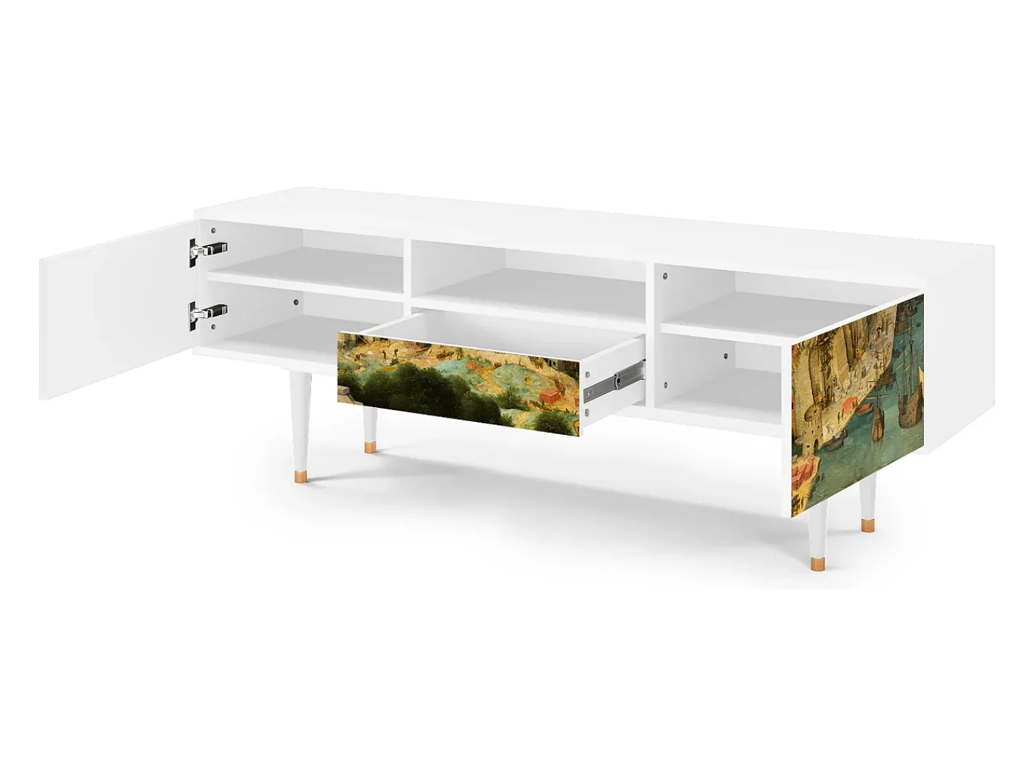 Mueble de TV - 170х59х41 cm - T6 - Elder The Tower, Branco^ Móvel De Tv
