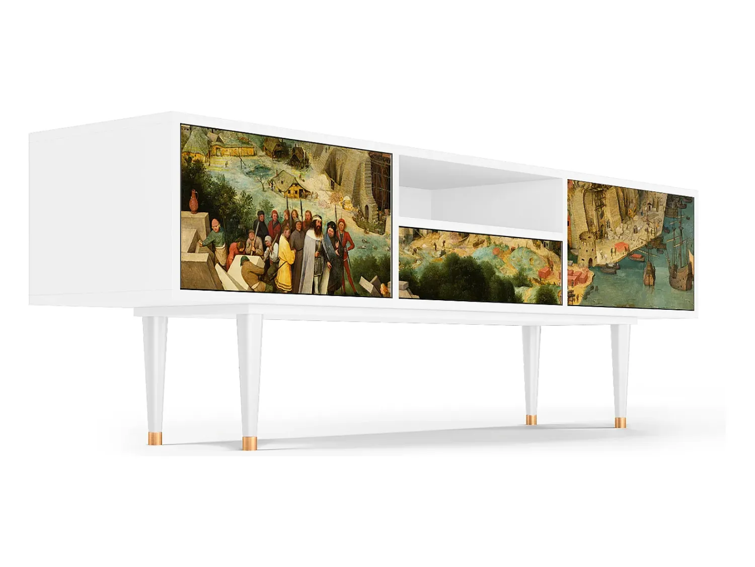 Mueble de TV - 170х59х41 cm - T6 - Elder The Tower, Branco^ Móvel De Tv