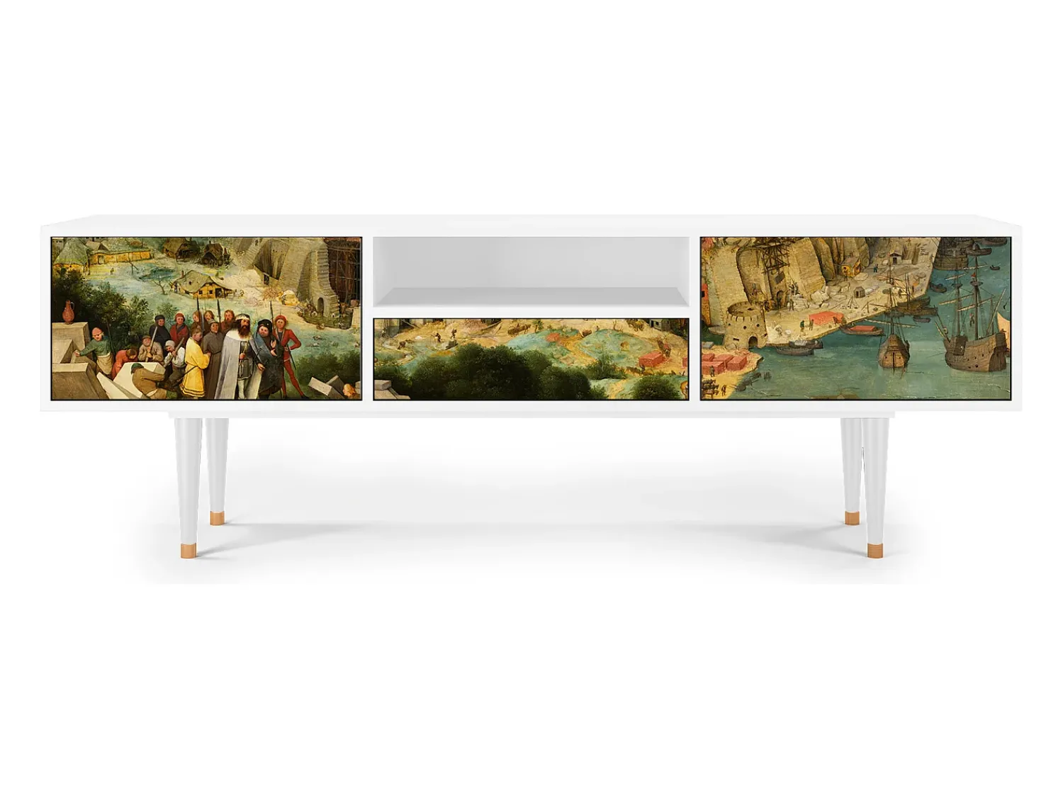 Mueble de TV - 170х59х41 cm - T6 - Elder The Tower, Branco^ Móvel De Tv