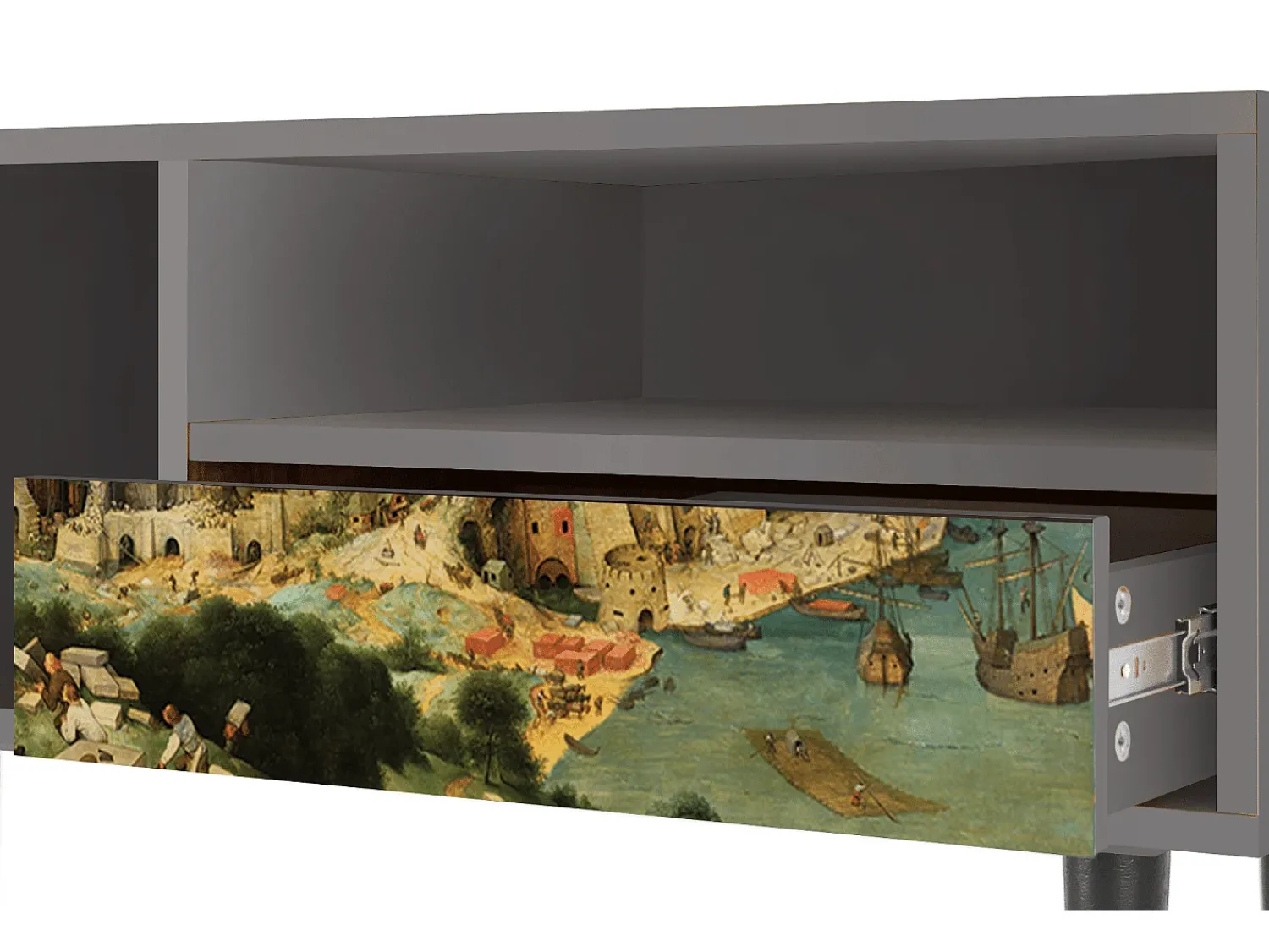 Mueble de TV - 115х59х48 cm - T3 - Elder The Tower, Cinza^ Móvel De Tv