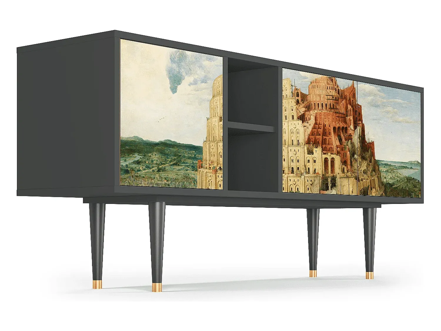 Mueble de TV - 150х69х41 cm - T5 - Elder The Tower, Antracite^ Móvel De Tv