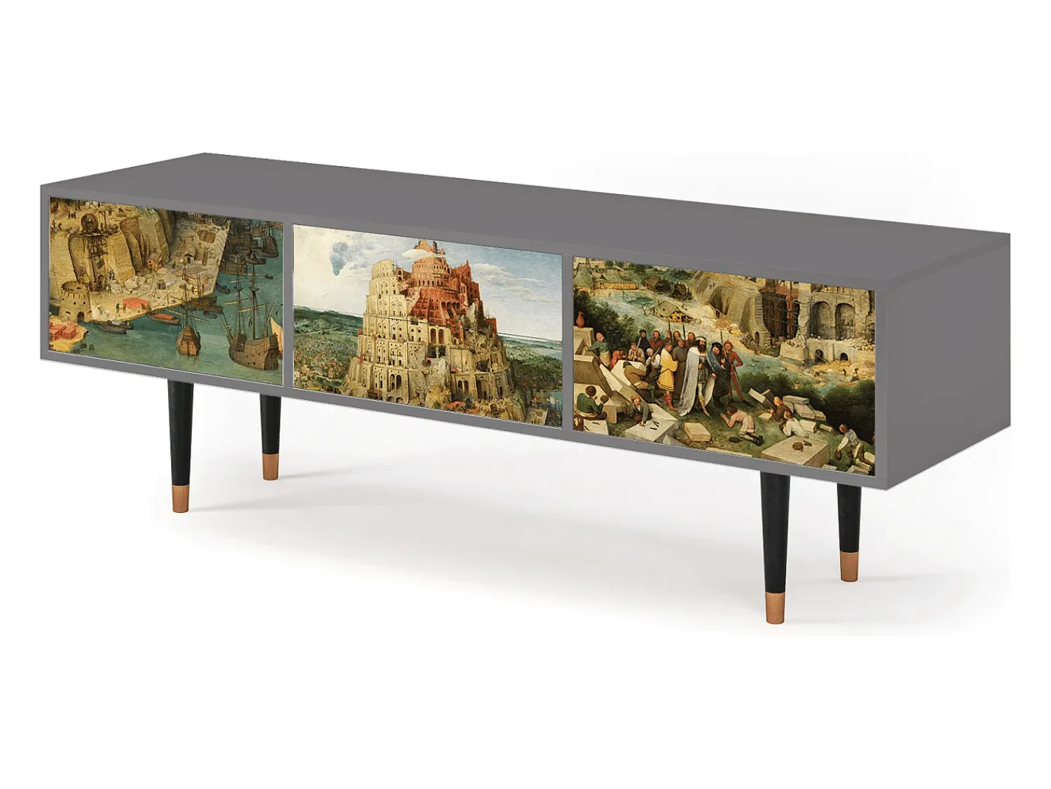 Móvel De Tv| Mueble de TV - 170х59х48 cm - T4 - Elder The Tower, Cinza Cinzento